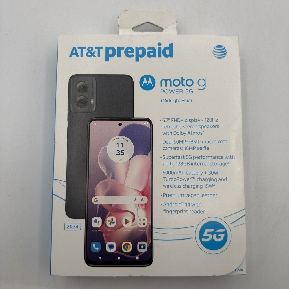 Motorola Moto G Power 5G 2024 AT&T Prepaid 128GB Midnight Blue XT2415-3